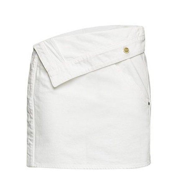 jacquemus folded denim midi skirt